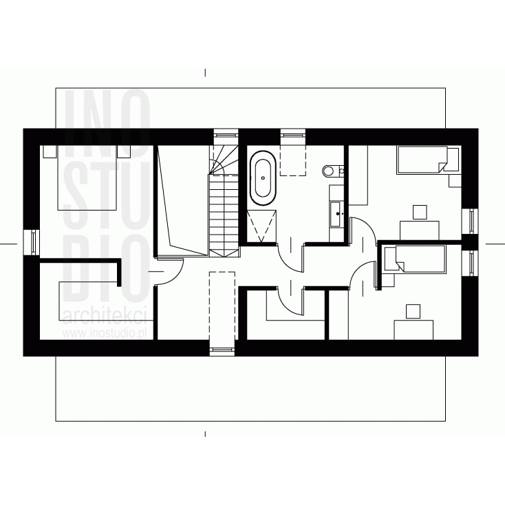 Современный дом с кирпичной и темной облицовкой. План Мансардного этажа